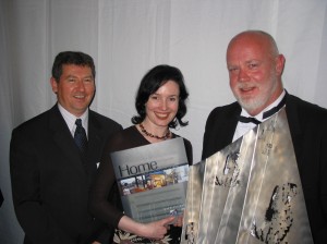 Winning the Banksia: Left to right: Stephen Berry (AGO); Caitlin McGee (ISF), and Chris. 